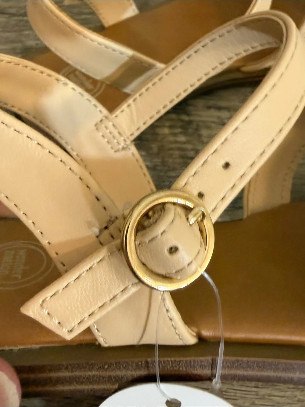 Wonder Nation Sandals Girls Sz 1 Raffia Cream/Light Beige Buckle Summer Neutral